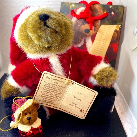Vtg Boyds Bears KRINGLES Best Dressed Series Gift Set Santa, Gift Bag, O… - Picture 1 of 5